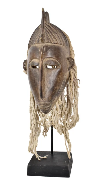 Bamana Kore Mask Strands Fabric Hair Custom Stand Mali African Art