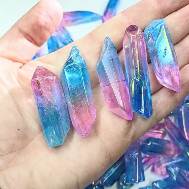 Pink & Blue Aura Quartz Crystal Points Wands 100 Grams Bulk Wholesale Sale 3