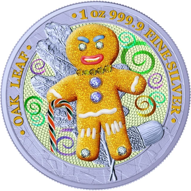 Germania 2019 5 Mark - Bejeweled Gingerbread Man Crystals  1 Oz silber Münze