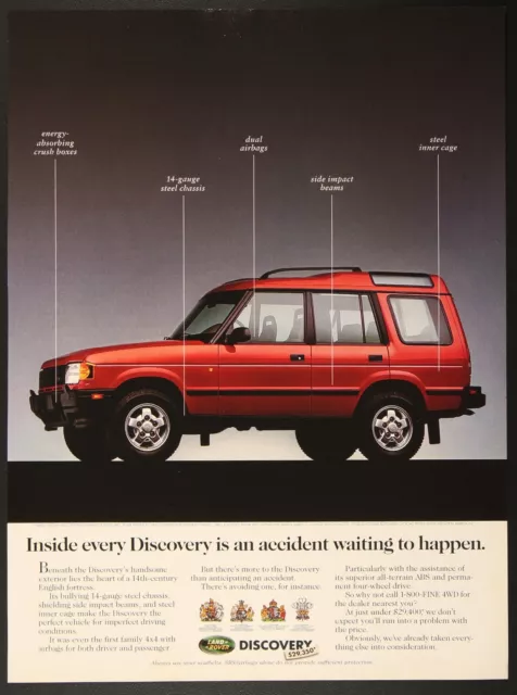 Red Land Rover Discovery English Fortress Vintage Print Ad 1995