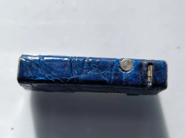 Accendino Dunhill Rollagas In Pelle Di Coccodrillo Blu. Unico 2