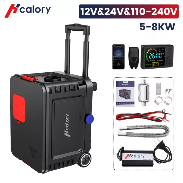 5KW-8KW Portable Trolley bluetooth Diesel Air Heater 12V Caravan W/ AC Converter