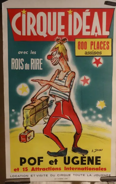 Affiche Ancienne Cirque Ideal Nevers  Clown  Rare