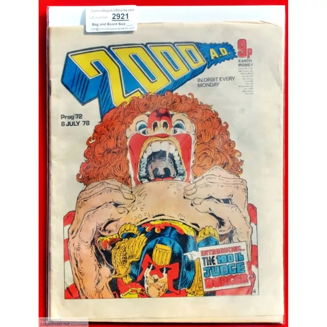 2000AD Prog 72    1 Banned Judge Dredd Comic Book Issue 1 7 78 UK 1978 (set . .