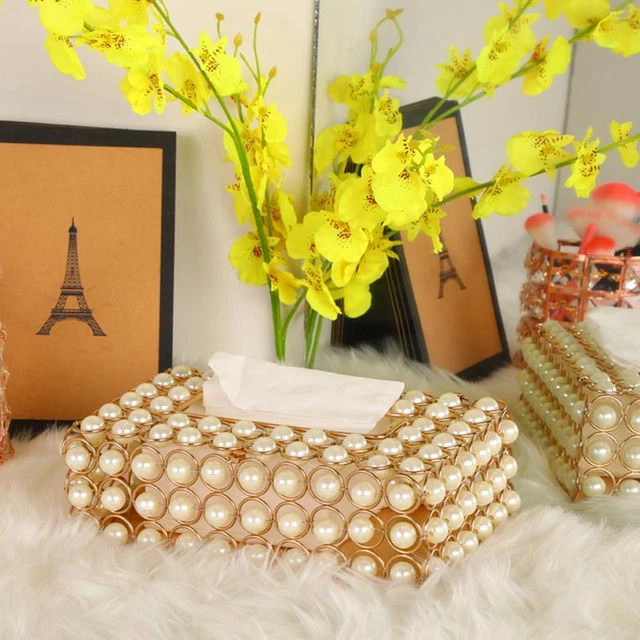 amleso Iron Art Simulation Pearl Tissue Box for Bathroom Countertops Kitchen