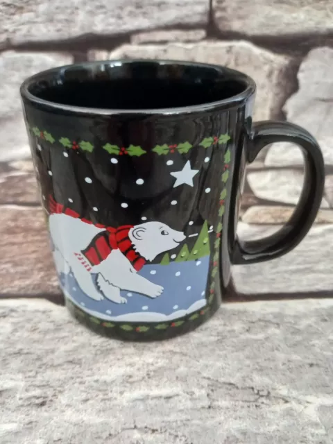 Vintage Retro Black Christmas Polar Bear Mug Tea Coffee Coloroll England