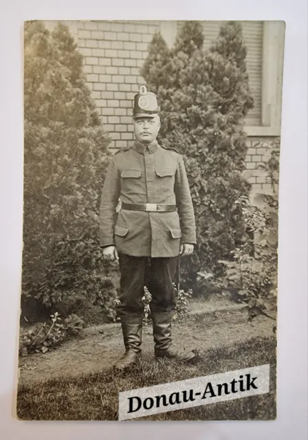 Pk Foto 1.WK Fotokarte Portrait - Soldat Preussen Landwehr Tschako Bajonett