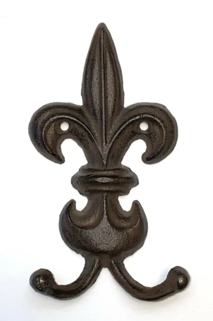 Classic FLEUR DE LIS Coat Hook - Key or Towel Hanger - CAST IRON - Antique Style