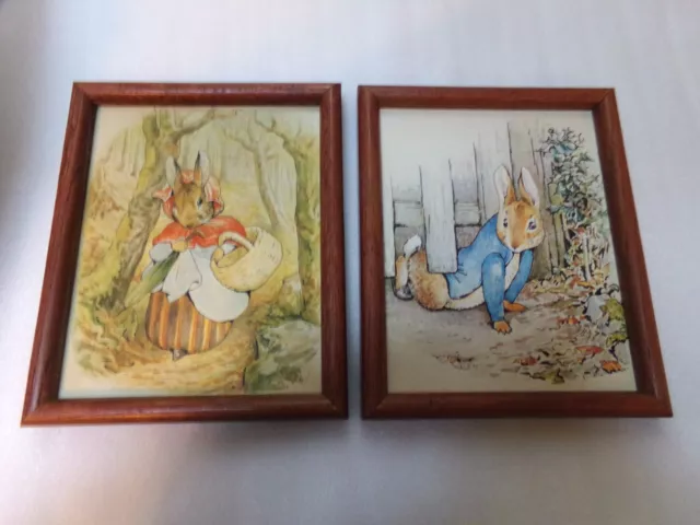 Vtg Peter Rabbit Beatrix Potter Baby Nursery 8x10 Framed 1987 Pictures Print Set