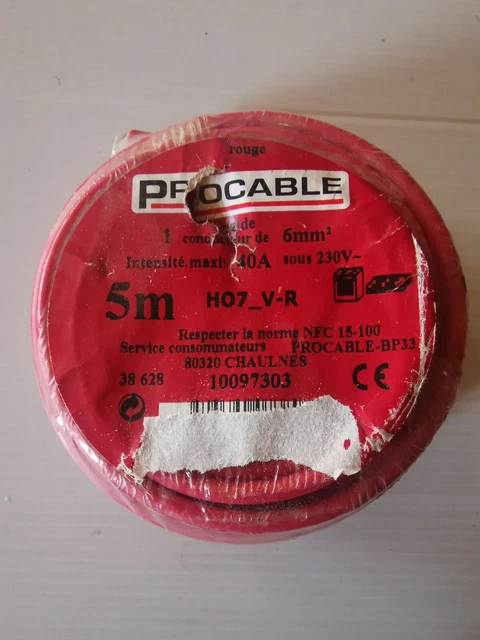 câble fils électrique 6mm  5m rigide procâble neuf bâtiment