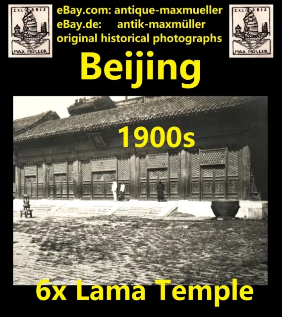 China Beijing Peking Lama Temple Scenes 6 x orig photos 1900s