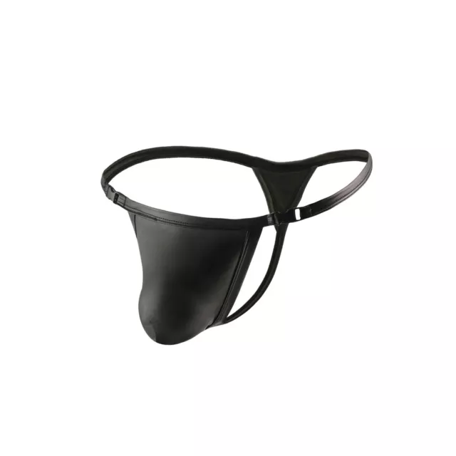 Mens Wet Look G String Buckle Thong Underwear Sexy T-Back Panties Faux Leather