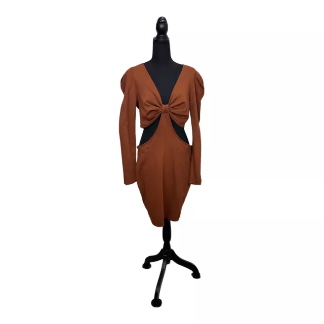 Socialite Dress Womens Large Brown Cut Out Dress Bodycon