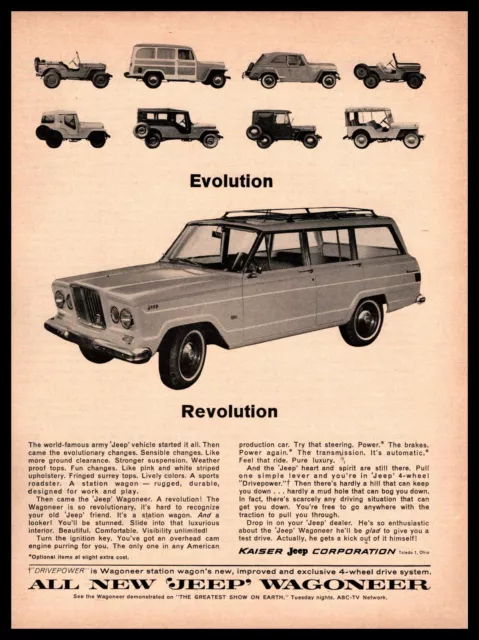 1964 Jeep Wagoneer 4-Wheel Drive Station Wagon Kaiser Toledo OH Vintage Print Ad
