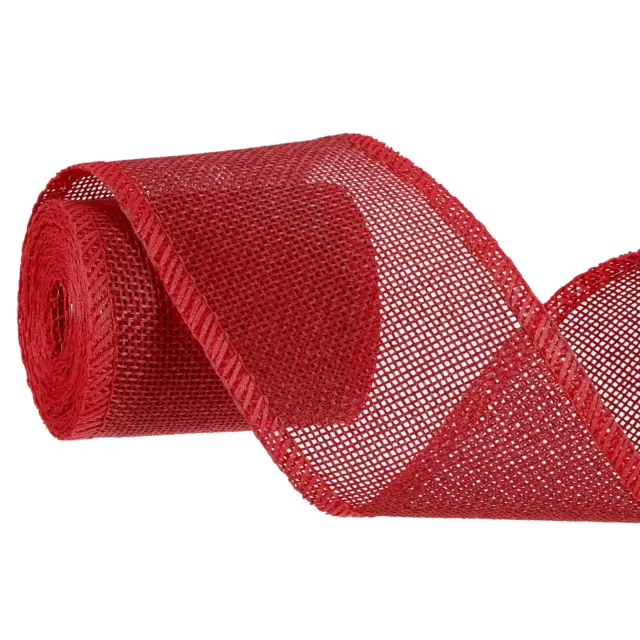 Cintas con cable de arpillera, cinta de tejido de arpillera natural de 2,4 pulgadas x 3 yardas, roja