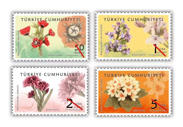 Türkei 2021 Turkey- Nadelspitzen, Point Lace / Igne Oyalari Mi.:D414/417 ** MNH 