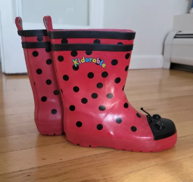 Rain Boots Size 10 Ladybugs Kidorable Red Polka Dots Lady Bug Shoes Toddler... Rain Boots Size 10 Ladybugs Kidorable Red Polka Dots Lady Bug Shoes Toddler...