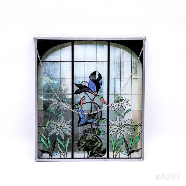 Vintage Fensterbild aus Glas im Tiffany Stil mit Blumendekor Fenster-Optik