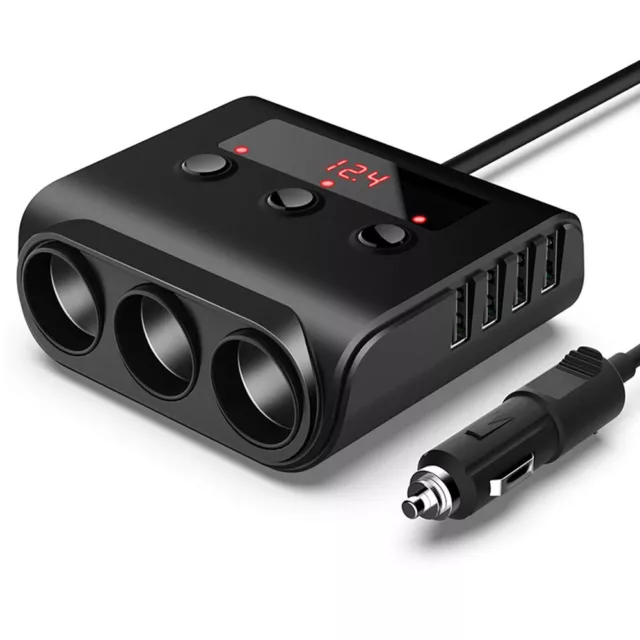 12V 24V Car Car Adapter 3 Way Cigarette Lighter Distributor with 4 USB Outlet 3