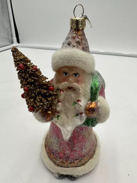 Kurt Adler Winterclaus Collection Santa 6” Ornament Bottle Brush Tree Summit
