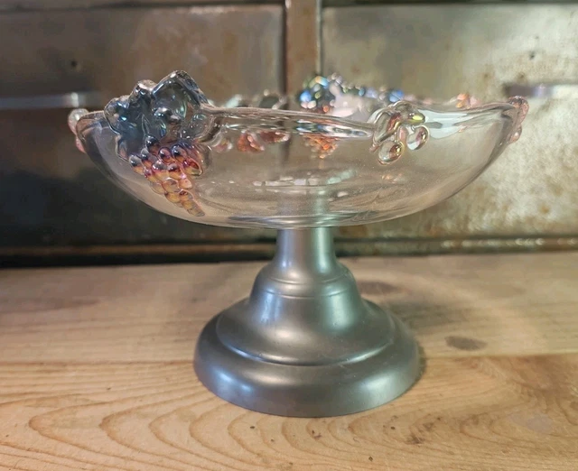 Coupe à Fruits Vintage En Verre Moulé Sur Pied - Décorative