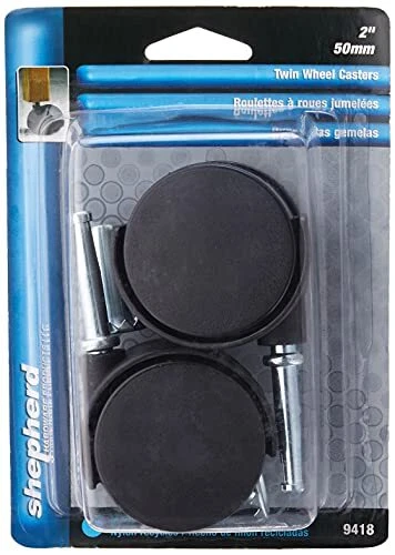 Shepherd Hardware 9418 2-Inch Office Chair Caster Twin Wheel 5/16-Inch Stem D...