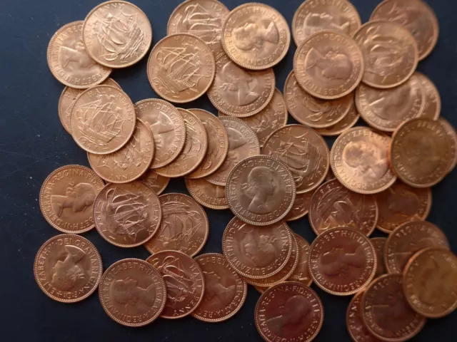 A Bulk Pack Of 50 1967 Halfpenny Coins.  Bright Uncirculated