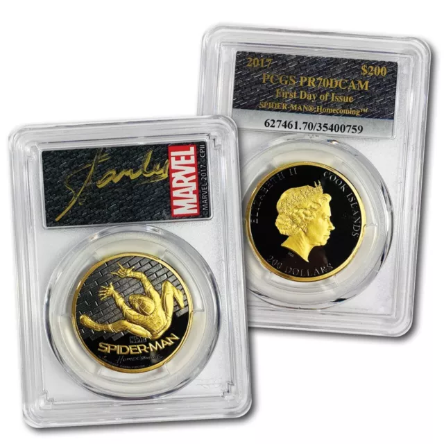 2017 Cook Islands Gold $200 Spider-Man Homecoming PR70 DCAM FDI PCGS Coin Signed