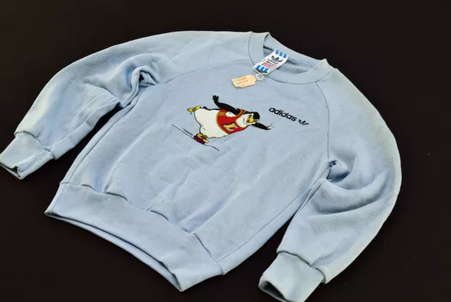 Felpa pullover Adidas vintage pinguino pattinaggio su ghiaccio pattinaggio su ghiaccio 128 NUOVO