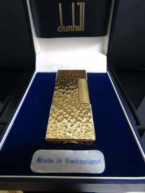 Dunhill Rollagas Lighter Gold Plated Bark Boxed