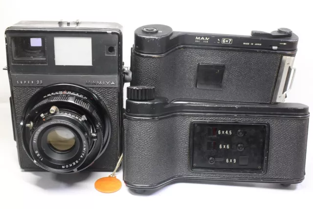 Mamiya Press Super 23 Film Camera Sekor 100mm F/3.5 Lens 6x9 Film Back x2