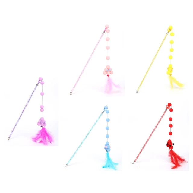 Cat Feather Teaser with Bell Toy Indoor Cats Exercising Kitten Teasing Wand