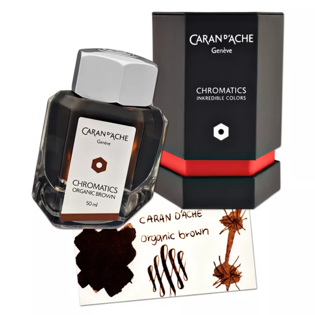 Caran d'Ache Chromatics Bottled Ink for Fountain Pens in Brown - 50 mL  - NEW