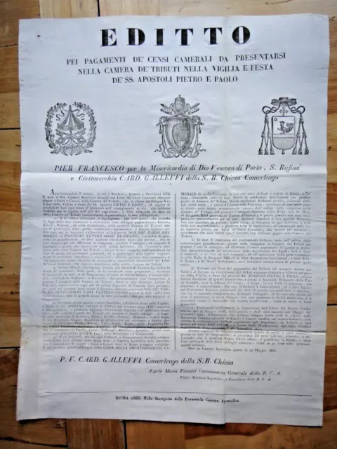 1836-EDITTO pagamenti Censi Camerali e Tributi-Card. PIER F. GALLEFFI-Cesena+