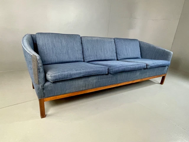 EB4804 Vintage Danish 3 seat Sofa, Blue Woven, Mid Century Modern, Retro M3SS