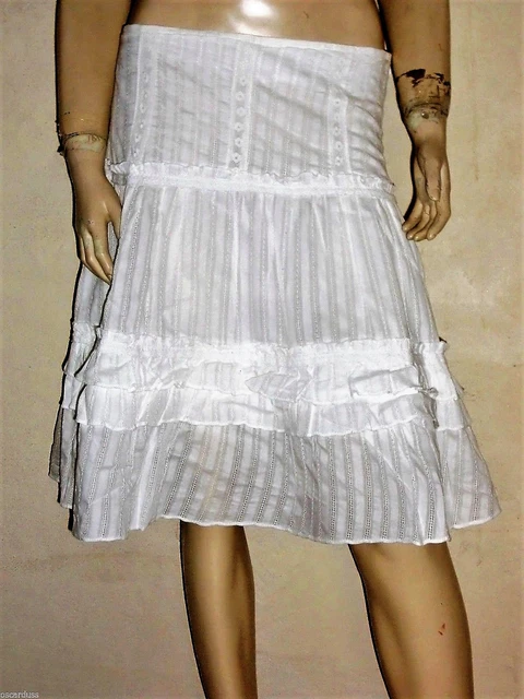 Jupe ADELE JORIS Taille 38 Rose Broderie - Viscose/coton/lin, Occasion Très Bon état