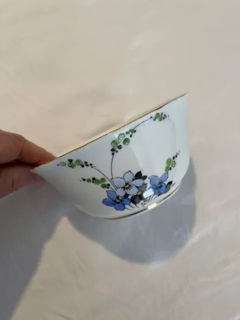 Vintage Tuscan Bone China Blue Floral Large Sugar Bowl - Made In England