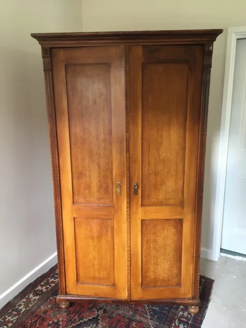 19th century painted pine cupboard wardrobe