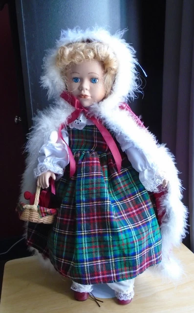 Beautiful Porcelain Doll Little Red Riding Hood 20" (1990) with stand