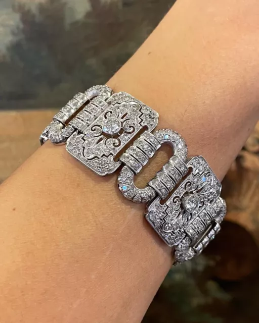 Stunning French Art Deco Platinum Diamond Bracelet