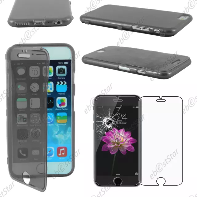 Housse Etui Coque Portefeuille Silicone TPU Noir Apple iPhone 6S Plus 5,5" Verre