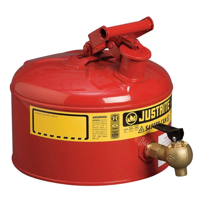 JUSTRITE 7225140 Type I Faucet Safety Can,2-1/2 gal.,Red