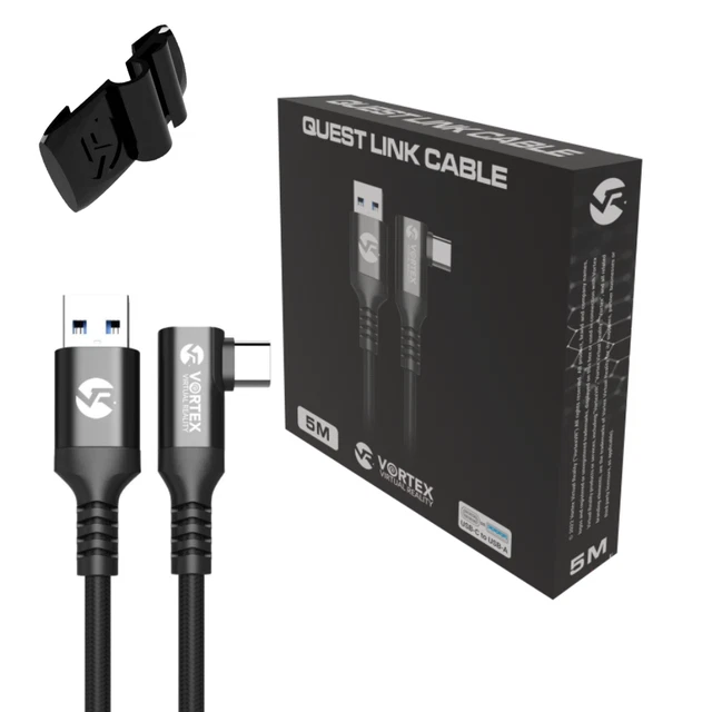 Oculus Link Kabel VortexVR 5m + Element mocujący | USB-A | do Oculus Quest 2 (lu