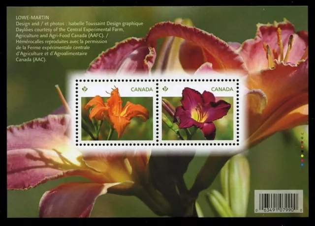 Canada Stamps Souvenir Sheet of 2 , Daylilies, #2526 MNH