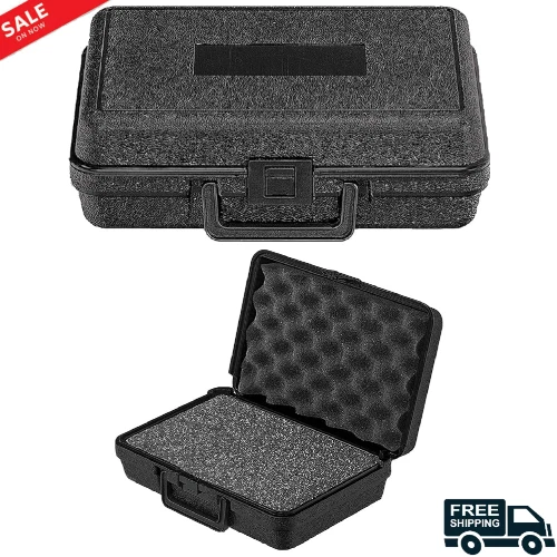 Estuche de transporte de plástico PFC con espuma 12 x 8 x 3 3/4 negro 120-080-0...