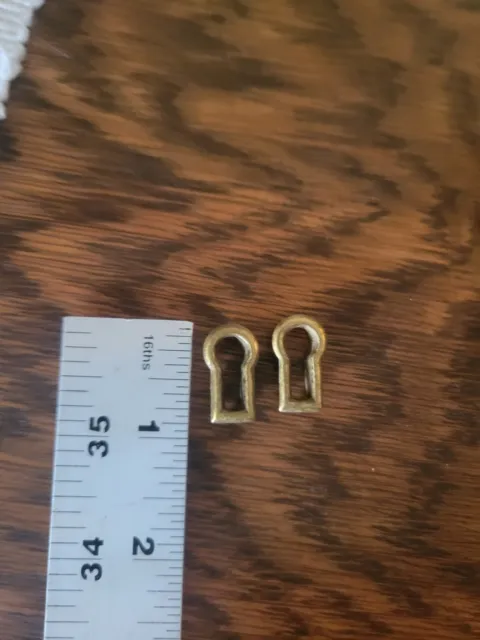 2 Vintage brass escutcheons 1" Long