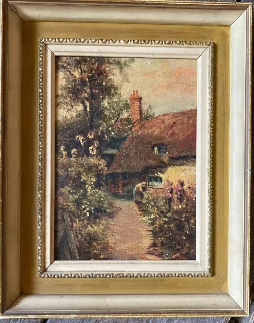 Oil Painting Lädel Summer Idylle° Frame Katen Farmhouse Village Maid Garden Oil