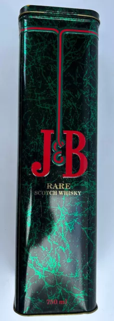 J & B Rare Scotch Whiskey Metal Tin-Empty, Made in England Clean Collectible 3