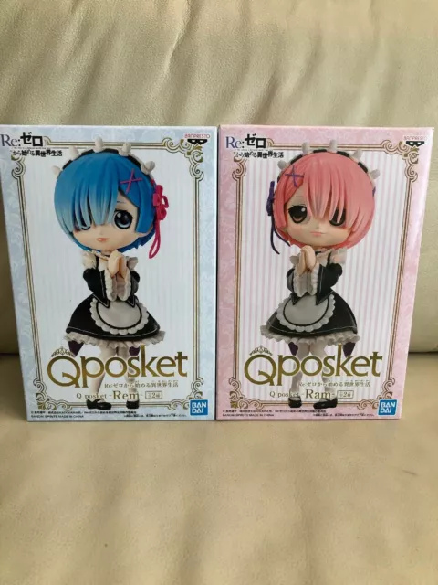 Q posket Re Zero Rem Ram Figure Normal Color Set BANPRESTO Qposket Prize Japan