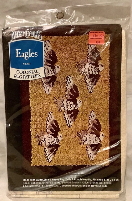 Kit de patrones de alfombras coloniales de tía Lydia n.o Águilas"" 202 nuevo en paquete